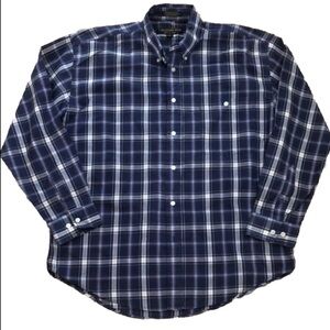 Men's Blue Plaid button down Shirt size large